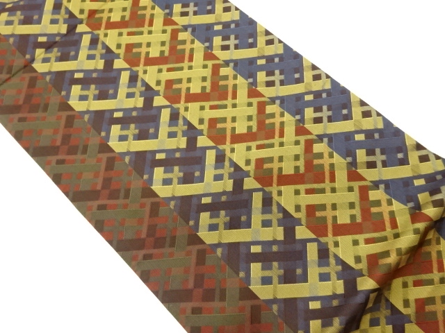 JAPANESE FUKURO OBI / WOVEN ABSTRACT TASUKI LATTICE